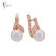 Pearl under leaves elegant Rose Gold Clip-On Earrings