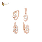 Spinning Ribbons interlocking Rose Gold two tone Jewelry Set with Rings and pendant