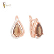 Great Pear shape solitaire coffee CZ Rose Gold two tone Clip-On Earrings