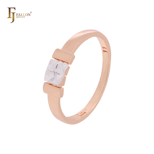 Minimalism four crossing rhombus square Rose Gold Wedding band rings