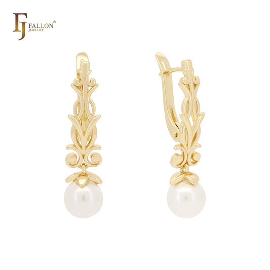 Fruitful pearl drop braches 14K Gold, Rose Gold, White Gold Clip-On earrings