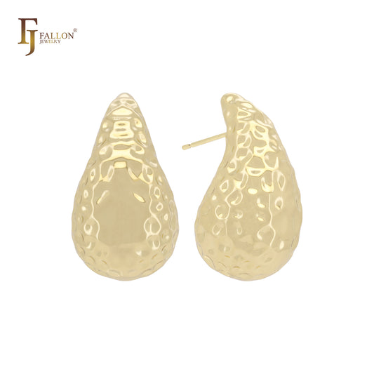 Nugget irregular textured 14K Gold, Rose Gold, White Gold Stud Earrings