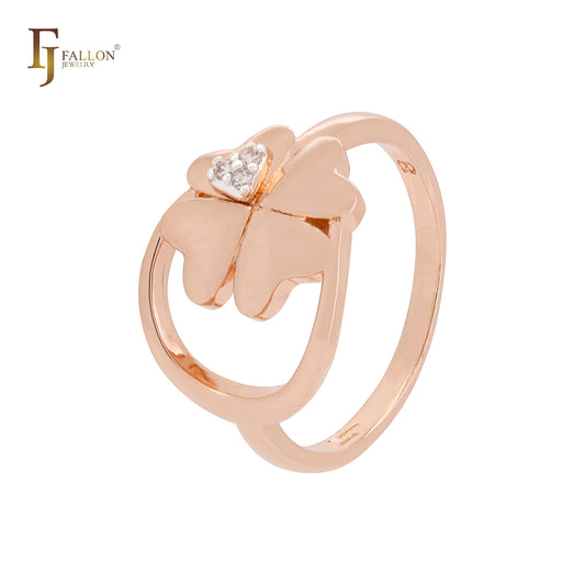 Hearty four leaves clover Rose Gold Fashion Rings