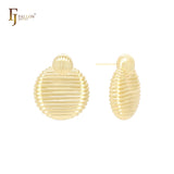 Slashes ripples designed 14K Gold, Rose Gold, White Gold Stud Earrings