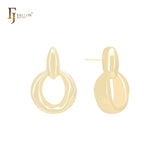 Geometric circle irregular lock shaped  14K Gold, Rose Gold, White Gold Stud Earrings