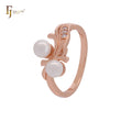 Double pearls on an elegant leave Rose Gold Fashion Rings