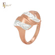 Double twisted leaves crossing Rose Gold two tone Fashion Rings