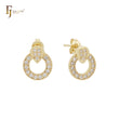 Petit tiny Circular white CZs cluster 14K Gold stud earrings