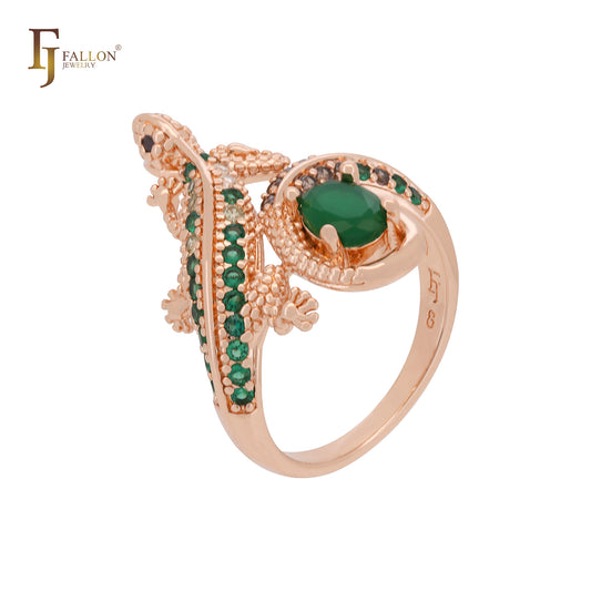 Chameleon cluster emerald green CZs luxurious Rose Gold Fashion Rings