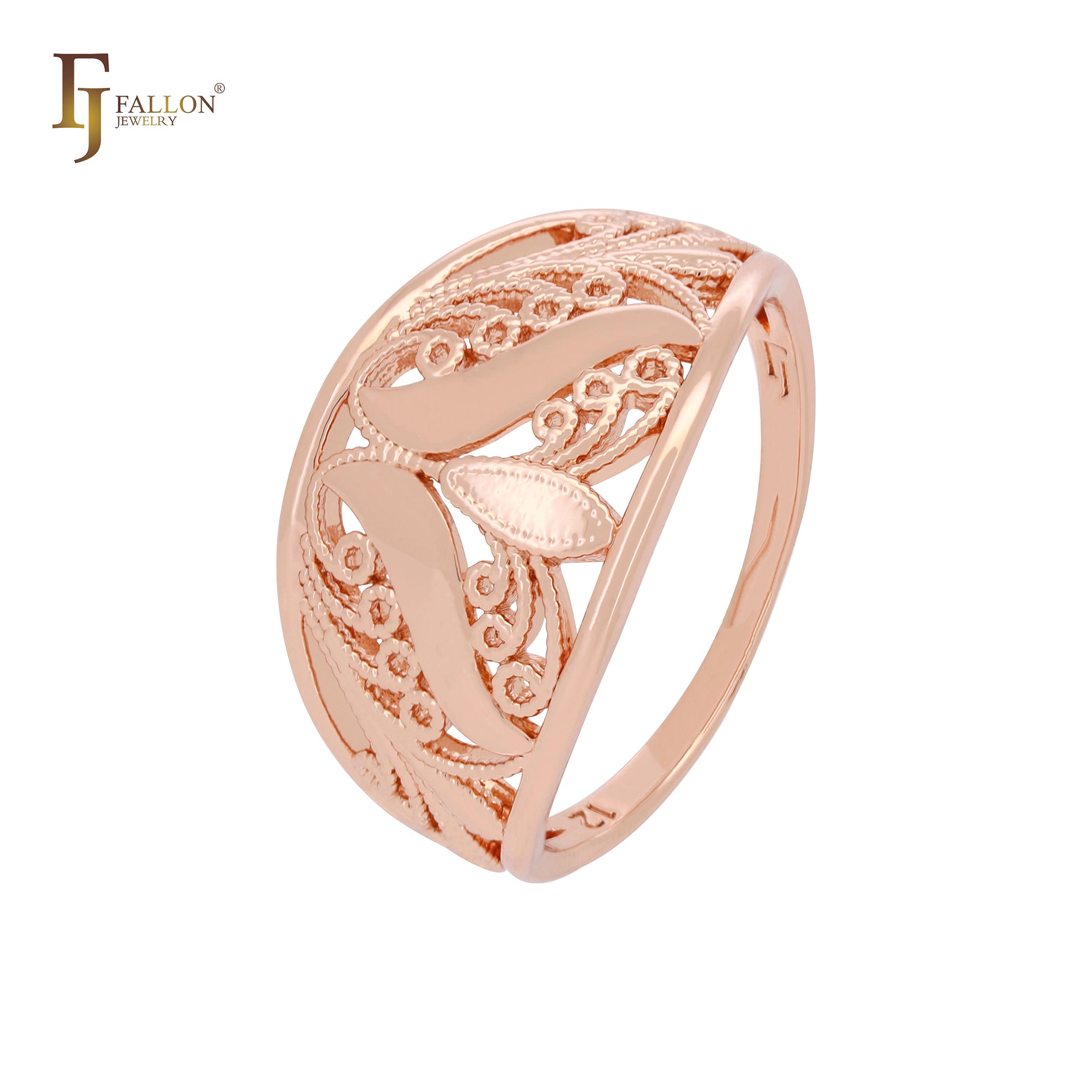 Great Filigree textured Rose Gold Fashion Rings