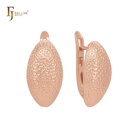 Oval Rounded dotted textured Rose Gold Clip-On Earrings