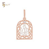 Islamic sign Allah shrine shaped filigree Rose Gold two tone Islamic Pendant