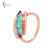 Open shell including five mixed blue CZs Rose Gold Fashion Rings