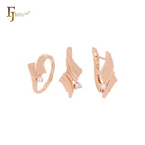 Double touching Ribbons Rose Gold Jewelry Set with Rings