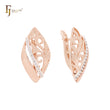 Oval branches of filigree white CZs Rose Gold two tone Clip-On Earrings