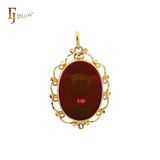 Cabochon colorful Onyx 18K Gold pendant