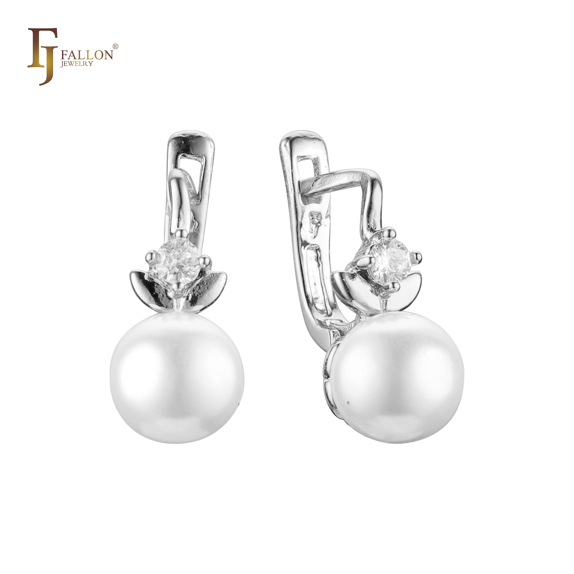 Elegant pearl earrings in 14K Gold, Rose Gold plating colors