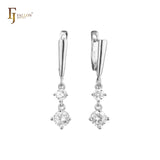 Double White CZs drop White Gold, Rose Gold earrings