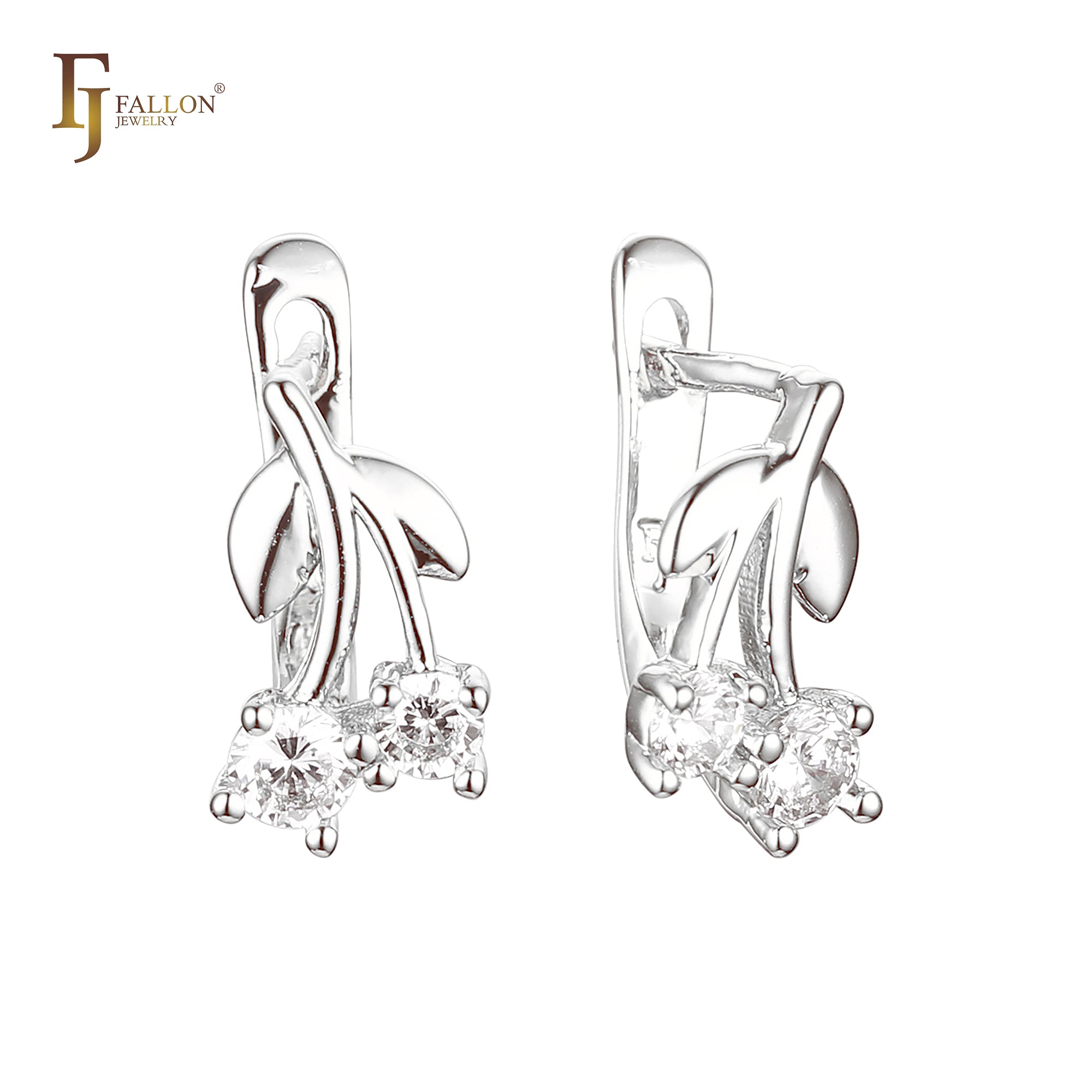 Leaves cluster CZs fruit child 14K Gold, Rose Gold earrings