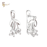 Leaves cluster CZs fruit child 14K Gold, Rose Gold earrings