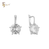 Solitaire big round CZ 14K Gold, Rose Gold earrings