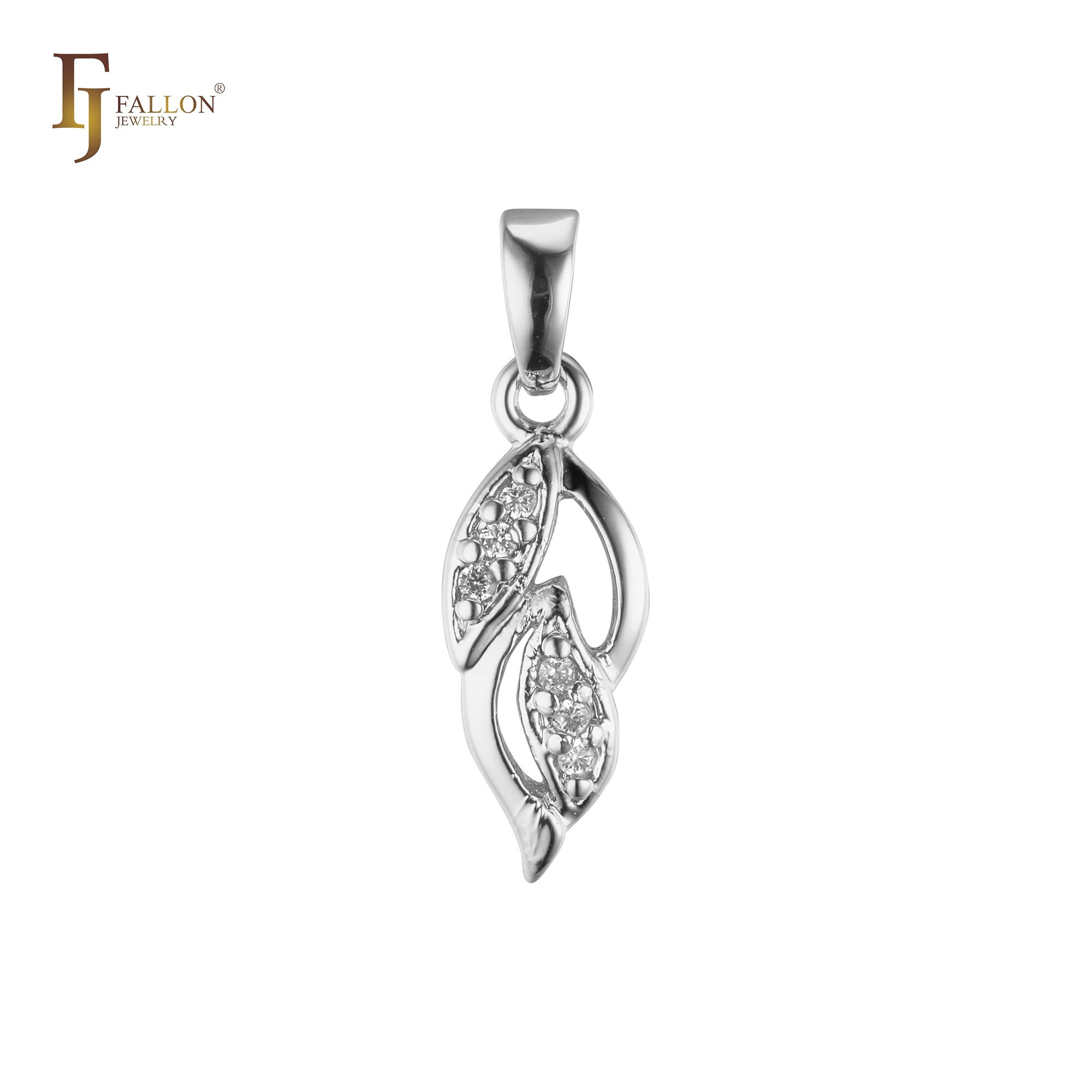 Leaves and Leaves life cluster white CZs Rose Gold, White Gold pendant