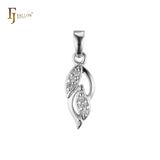 Leaves and Leaves life cluster white CZs Rose Gold, White Gold pendant