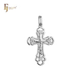 Orthodox crucifix cross budded pendant in Rose Gold, 14K Gold plating colors