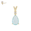 Lake Blue Pear shape CZ 14K Gold, Rose Gold, White Gold Solitaire Pendant