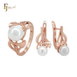 Pearl of brach white CZ Rose Gold Jewelry Set with Rings