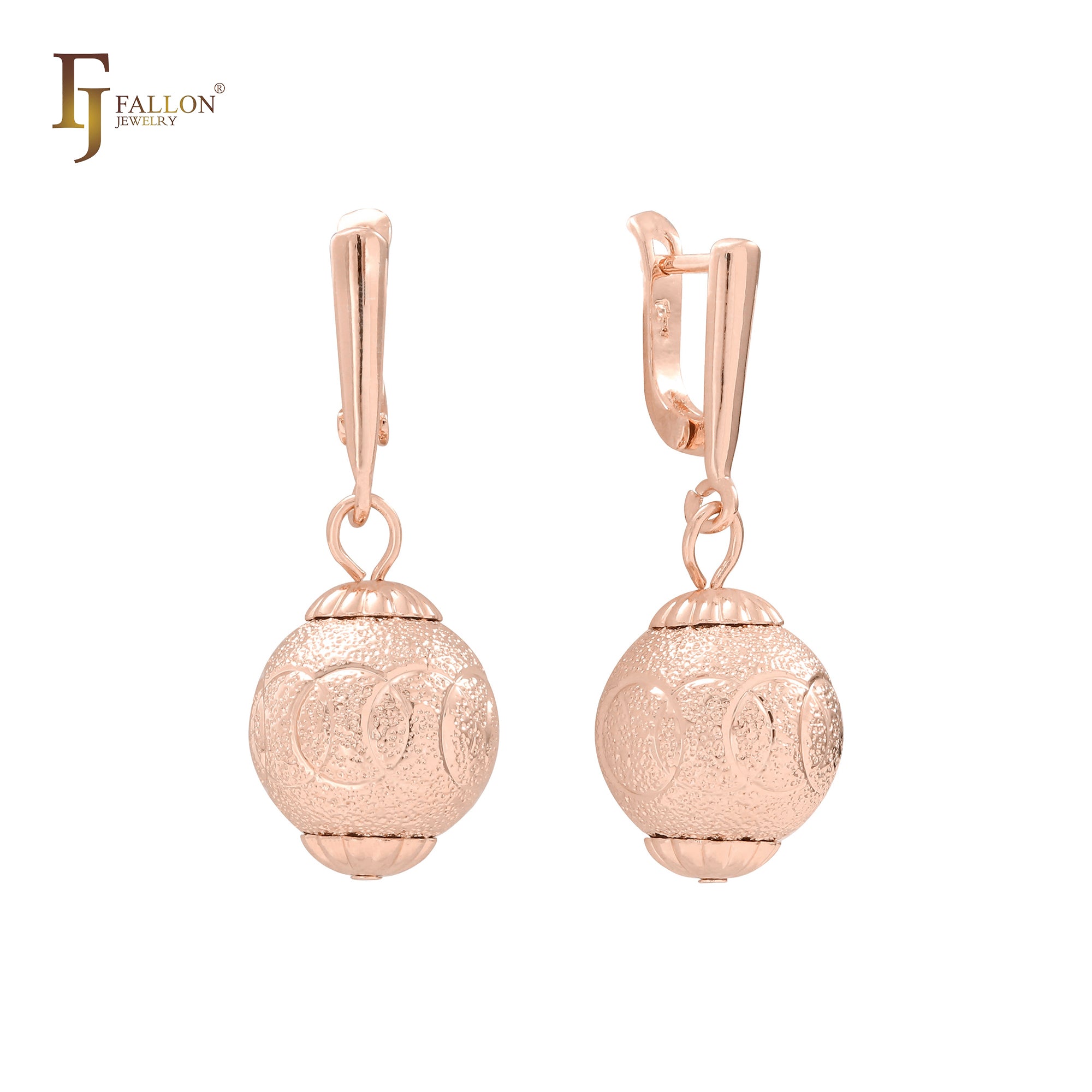 Lantern beads drop 14K Gold, Rose Gold Earrings