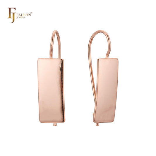 .Simple Fashion Long Square Glossy 585 Rose Gold, 14K Gold, White Gold Wire Hook Pendientes colgantes para mujer