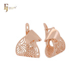 Luxurious Geometric filigree overlapping Rose Gold Clip-On Earrings