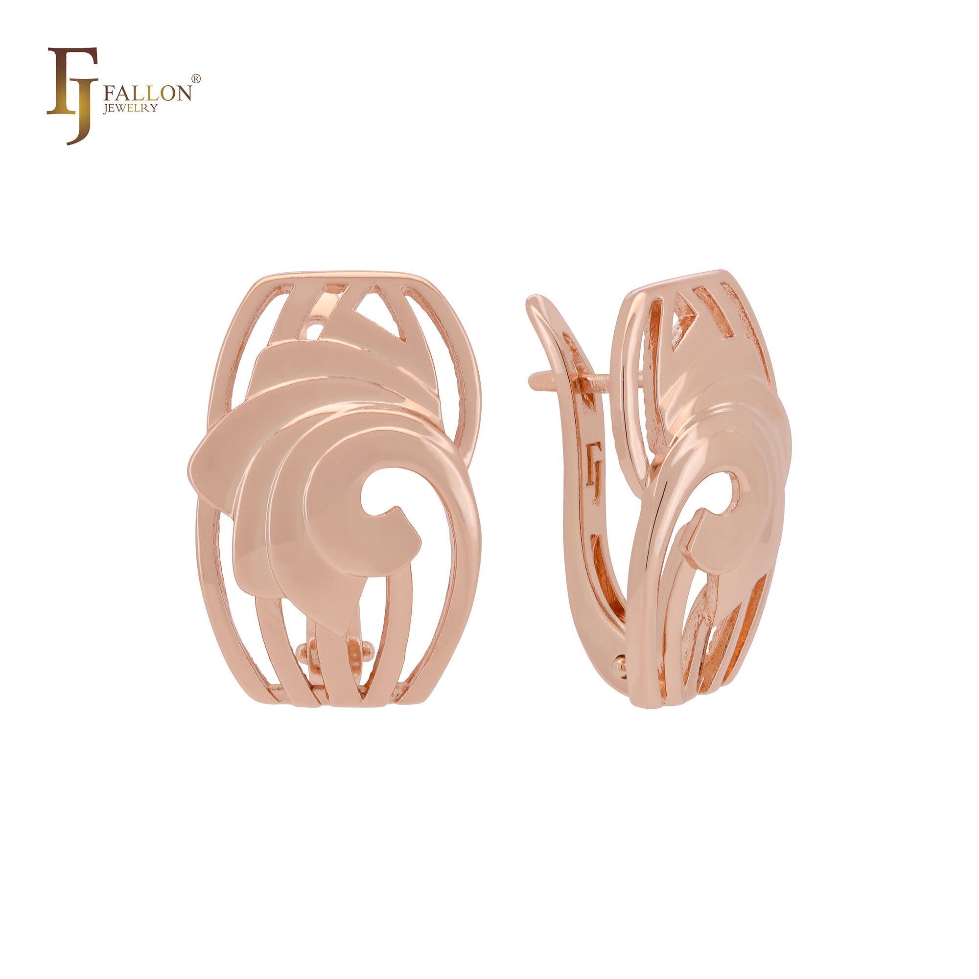 Whirling vortex of filigree Rose Gold Clip-On Earrings