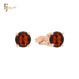 Solitaire Four claws colorful cz 14K Gold, Rose Gold, White Gold Stud earrings