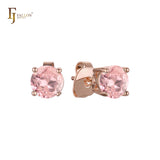 Solitaire Four claws colorful cz 14K Gold, Rose Gold, White Gold Stud earrings