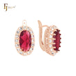 Grand oval shaped halo red CZ Rose Gold Clip-On Earrings