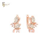 Cluster teardrop CZs 14K Gold, Rose Gold Earrings