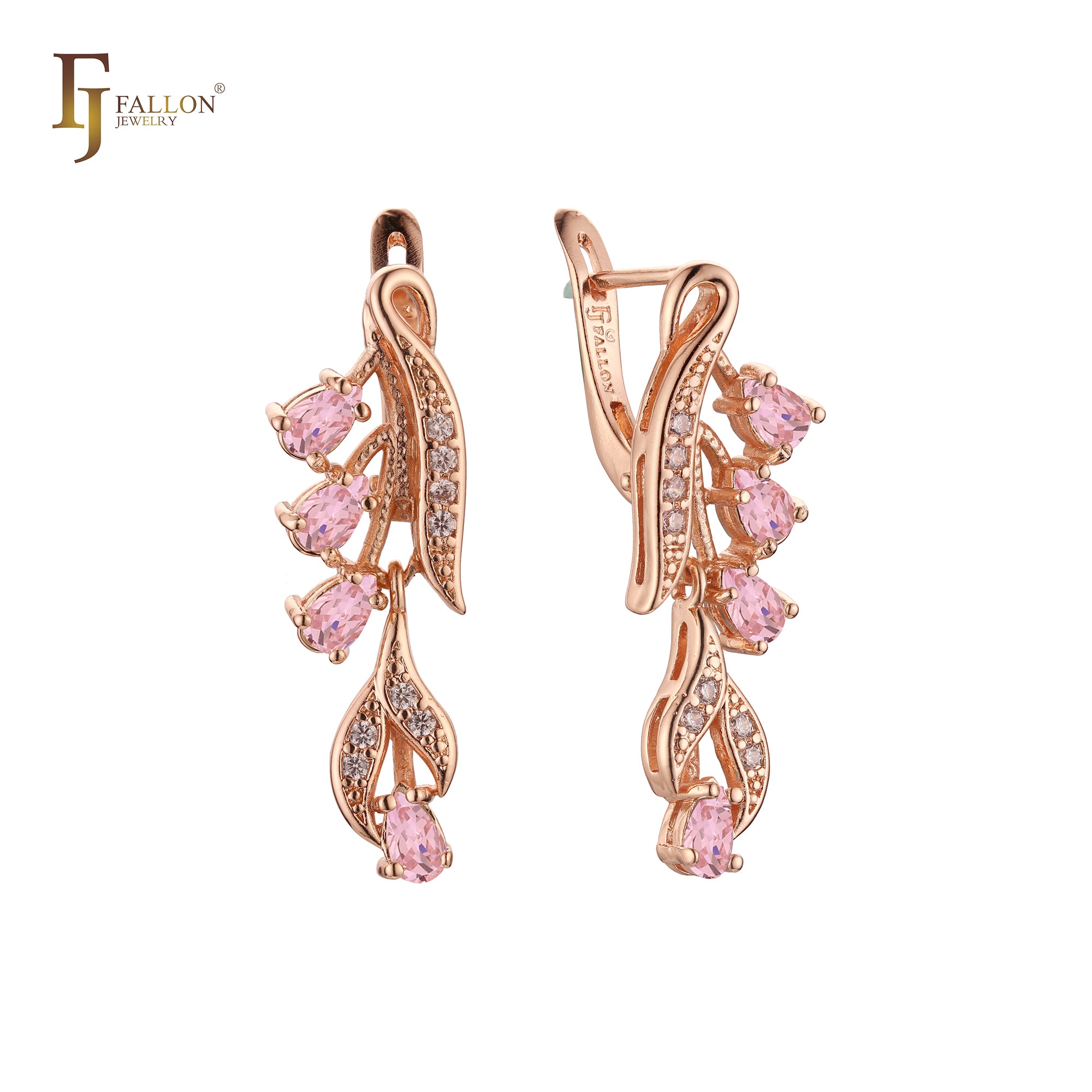 Thousand leaves cluster CZs Rose Gold earrings