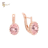 Embraced big oval Solitaire colorful CZ Rose Gold earrings