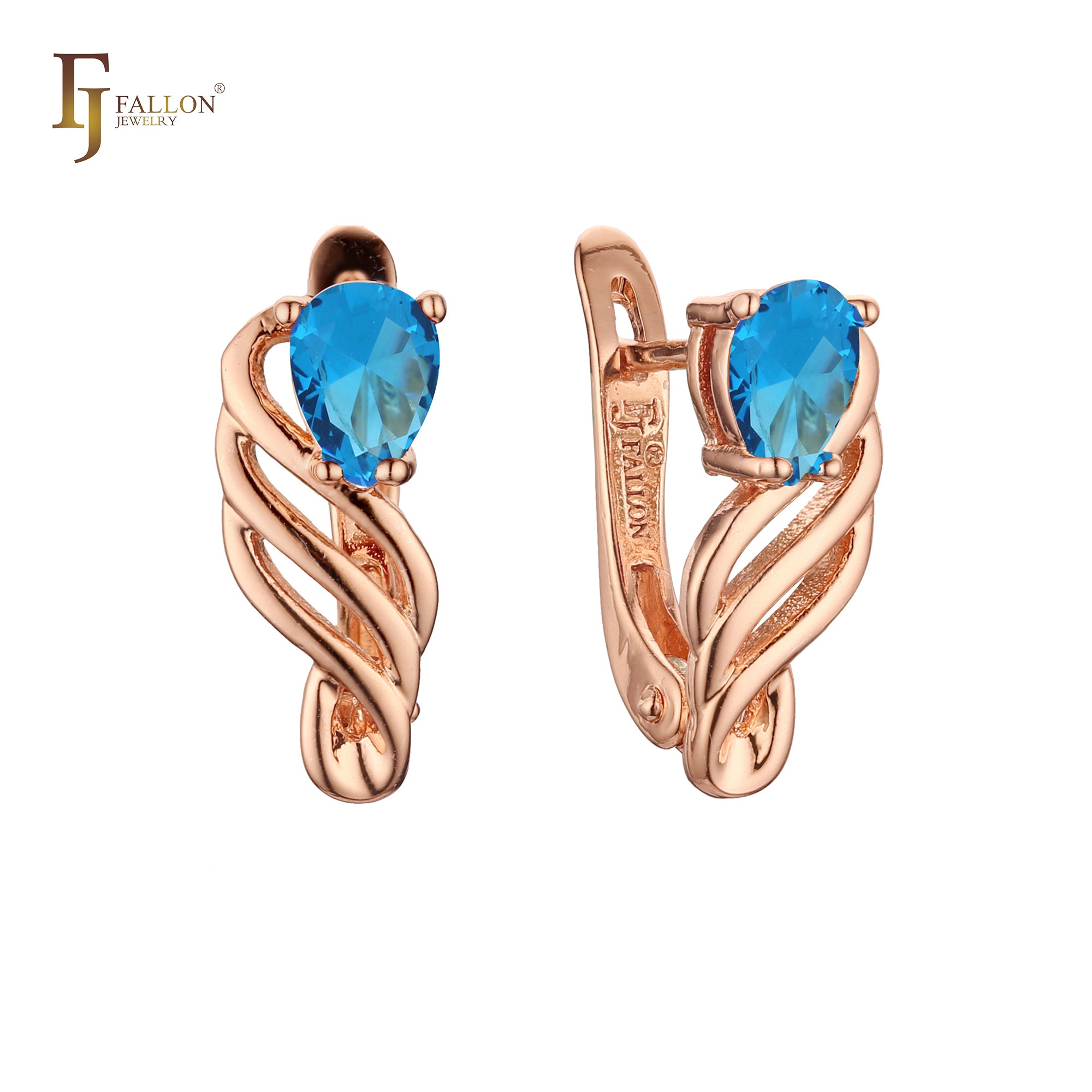 Solitaire colorful cz Rose Gold earrings