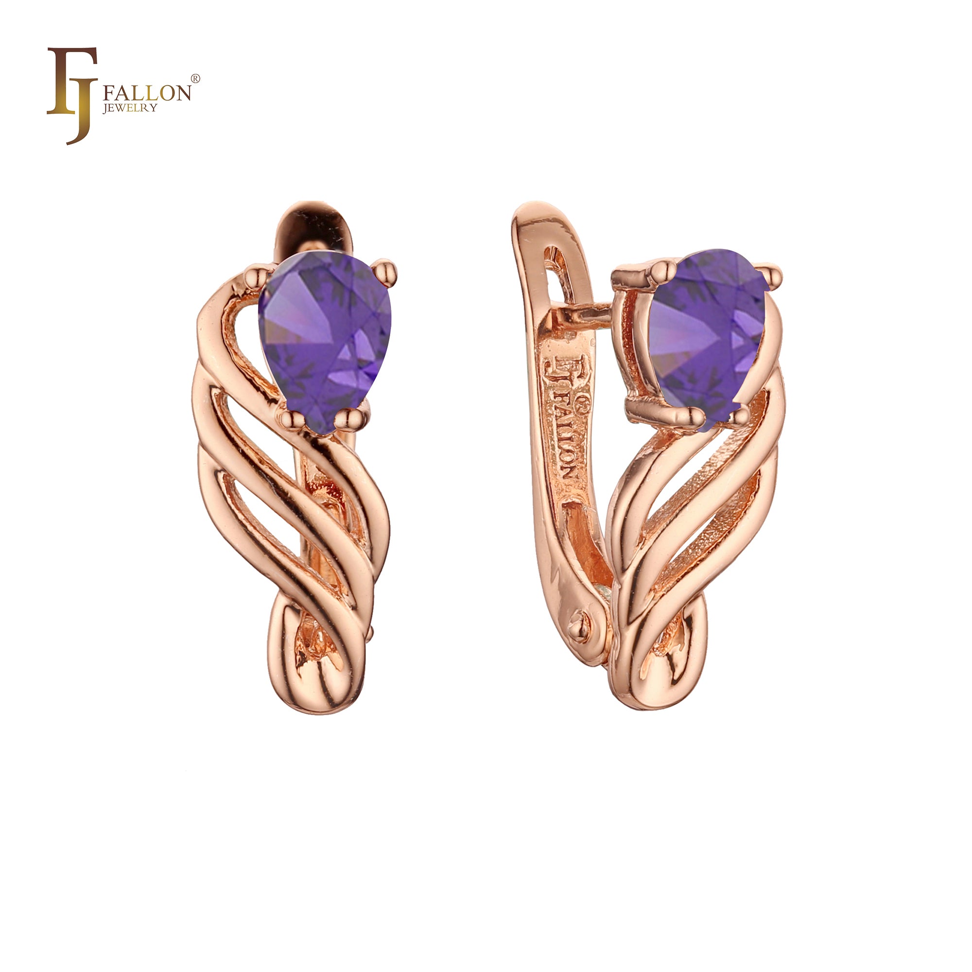 Solitaire colorful cz Rose Gold earrings