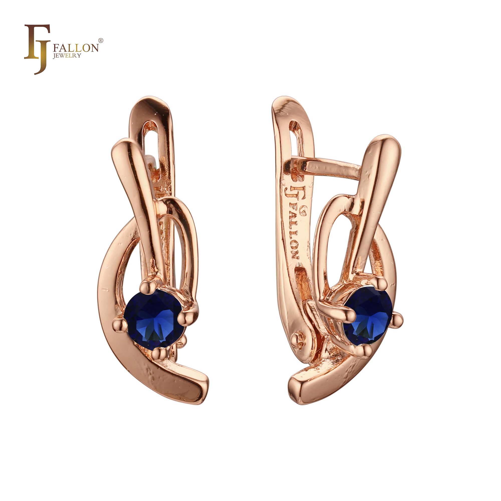 Music tone solitaire CZ Rose Gold earrings