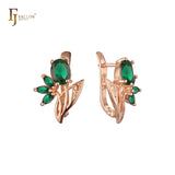 Luxurious cluster colorful CZs flower Rose Gold earrings