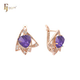 Solitaire geometric triangular CZ Rose Gold earrings