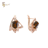 Solitaire geometric triangular CZ Rose Gold earrings