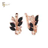 Sparkling cluster CZs flower 14K Gold, Rose Gold Earrings