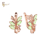 Sparkling cluster CZs flower 14K Gold, Rose Gold Earrings