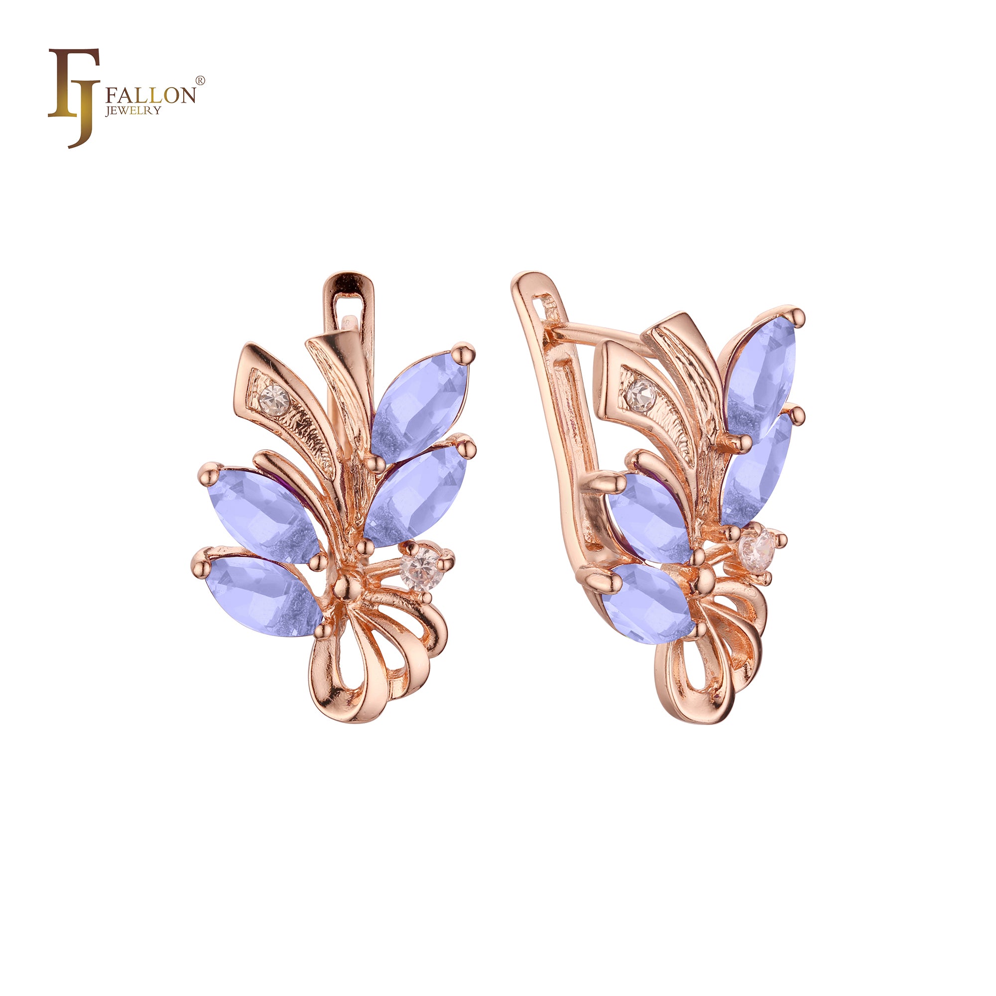 Sparkling cluster CZs flower 14K Gold, Rose Gold Earrings