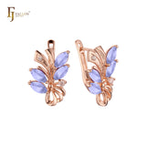 Sparkling cluster CZs flower 14K Gold, Rose Gold Earrings